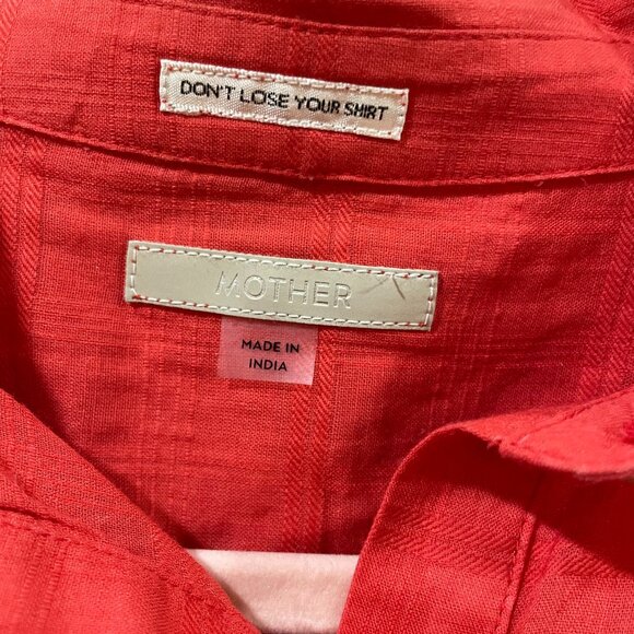 Mother Don't Lose Your Shirt Blouse Size XS 3/4 Sleeve Button Down Cotton Logo - Picture 9 of 10